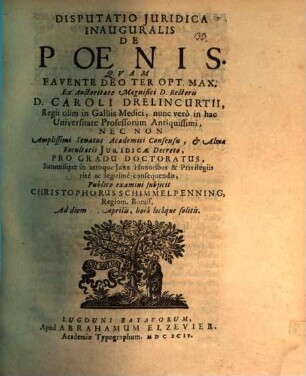 Disp. iur. inaug. de poenis