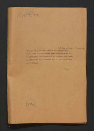 Vertrag zwischen Württemberg, Bayern, Baden und Hohenzollern-Sigmaringen über die definitive Auseinandersetzung und Abteilung der vormaligen Balleikasse und der allgemeinen Landschaftskasse zu Altshausen, 1809.