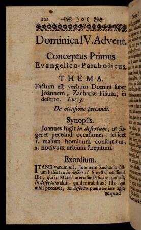 224-233, Conceptus Primus Evangelico-Parabolicus.