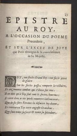 Epistre au Roy