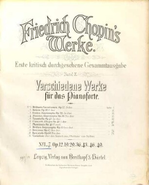 Friedrich Chopin's Werke, 10. Verschiedene Werke für das Pianoforte