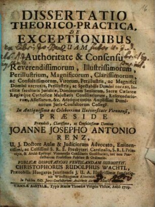 Dissertatio Theorico-Practica, De Exceptionibus