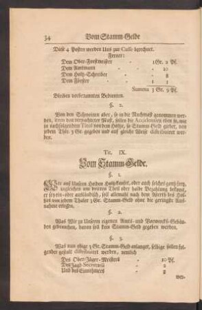 Tit. IX. Vom Stamm-Gelde.