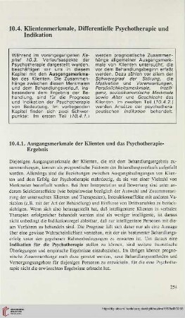 10.4. Klientenmerkmale, Differentielle Psychotherapie und Indikation