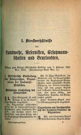 Bayerisches Wehrverfassungs-Gesetz : in Wirksamkeit getreten am 1. Februar 1868 ; nebst Inhaltsverzeichniß, Sachregister und Anmerkungen, 2. Dienstverhältniß der Landwehr, Reservisten, Ersatzmannschaften und Beurlaubten ...