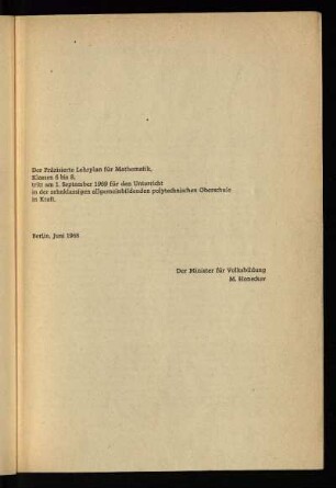Der Präzisierte Lehrplan ...