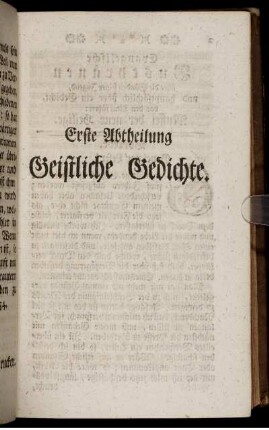 Erste Abtheilung Geistliche Gedichte.