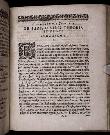 Disputationis Iuridicae De Iuris Civilis Theoria Et Praxi