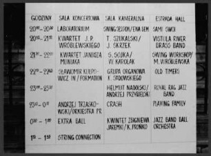 Hinweisschild zu Veranstaltungen des Jazz Jamboree Warschau 1981
