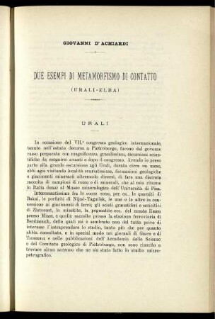 Due Esempi Di Metamorfismo Di Contatto