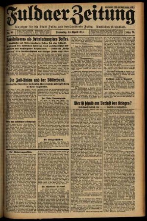 Ausgabe vom Dienstag, den 14. April 1931.
