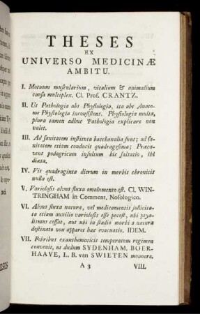 Theses Ex Universo Medicinæ Ambitu.