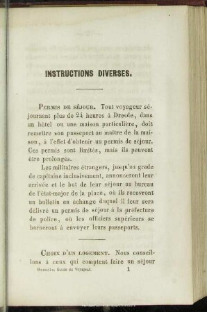 Instructions diverses