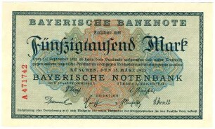 Geldschein, 50.000 Mark, 15.3.1923
