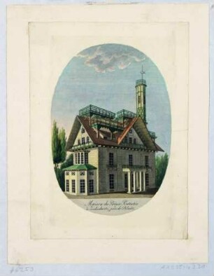 Das Landhaus des russischen Fürsten Nikolaus Abramowitsch Putjatin (1749-1830) in Kleinzschachwitz bei Dresden (Baujahr 1798, heute Putjatinstraße 26) mit zahlreichen Balkonen und einem Aussichtsturm