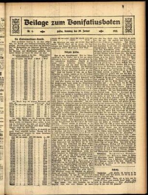 Zweite Ausgabe vom Sonntag, den 28. Januar 1912.