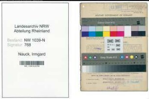 Entnazifizierung Irmgard Nauck , geb. 29.05.1922 (Postangestellte)