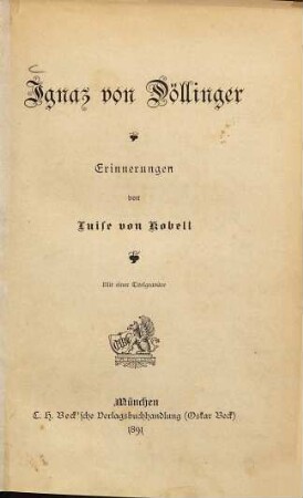 Ignaz von Döllinger : Erinnerungen