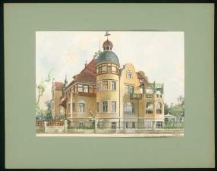 Villa Schubertstraße 6, Dresden: Ansicht (aus: Moderne Villen in Meisteraquarellen, hrsg. von Gebr. R. Völkel, 1903-04)