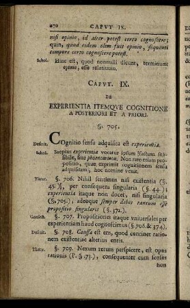 Caput IX. Experientia Itemque Cognitione A Posteriori Et A Priori – Caput XI. De Librorum Usu