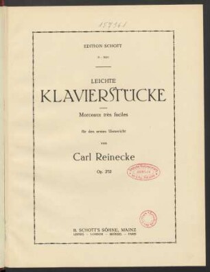 Leichte Klavierstücke für den ersten Unterricht : Op. 252
