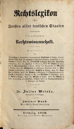 Rechtslexikon für Juristen aller teutschen Staaten enthaltend die gesammte Rechtswissenschaft, 2. Bericht - Confiscation