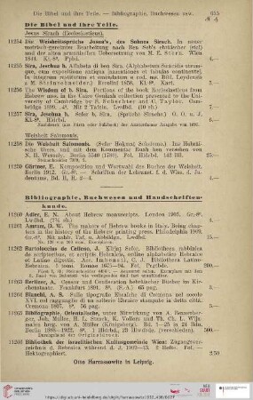 Bibliographie, Buchwesen und Handschriftenkunde (Nr. 11260 - 11332)