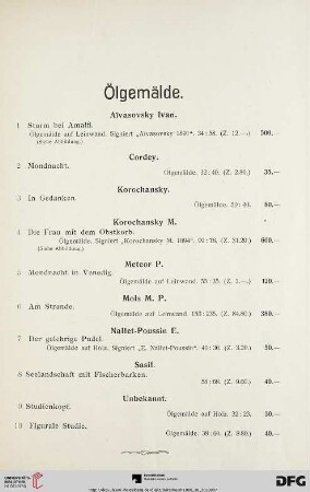 Ölgemälde, Aquarelle, Pastelle, Zeichnungen(Nr.1-110)