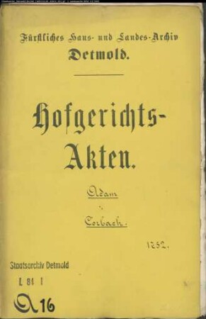 Adam, Johann Kord in Schwalenberg (Bürgermeister) gegen Witwe Corbach zu Schwalenberg
