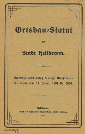 Ortsbaustatut bzw. Ortsbausatzung mit Anlagen