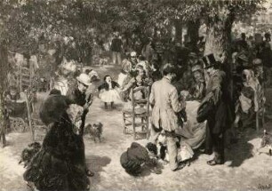 Die Tuilerien : Die Tuilerien. Ölgemälde (1867; A. von Menzel). Mittelteil mit altem Paar. Dresden: Galerie Neue Meister 2442A