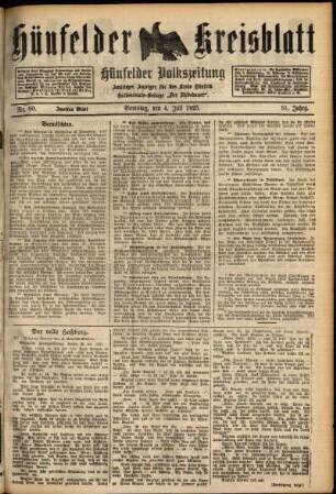 Zweite Ausgabe vom Samstag, den 04. Juli 1925.