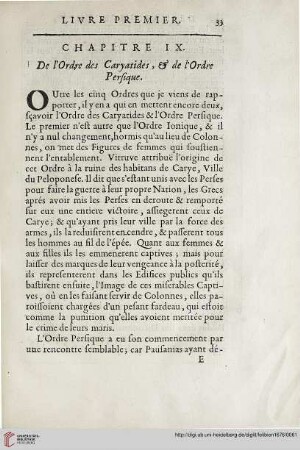 Chapitre IX: De l'ordre des Caryatides, & de l'ordre persique
