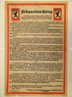 Maueranschlag: Bekanntmachung über die Anlegung eines neuen Kartoffelkundenverzeichnisses
