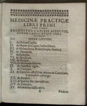 Pars Prima Recensens Capitis Affectus, Eorum Causas Atque Curationem.
