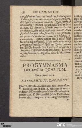 Progymnasma Decimum Quartum. Hora producta.