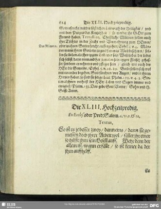 Die XLIII. Hochzeitpredig. Ex Eccles. oder Pred:Salom.4.v.9.et.10