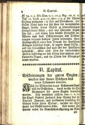 II. Capitul. Erscheinungen der guten Englen / werden aus denen Büchern des neuen Testaments bewiesen.