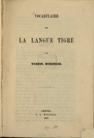Vocabulaire de la langue Tigré