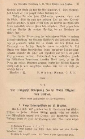 47-58 Die liturgische Verehrung des heiligen Abtes Wigbert von Fritzlar