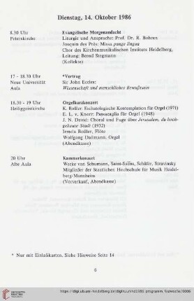 Dienstag, 14. Oktober 1986