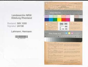 Entnazifizierung Hermann Lahmann, geb. 14.10.1887 (Beamter)
