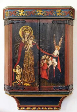 Marientod-Retabel — Schutzmantelmadonna mit Stiftern