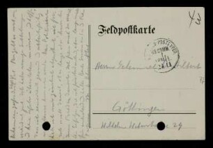 Nr. 43: Postkarte von Otto Blumenthal an David Hilbert, Concy, 22.11.1914