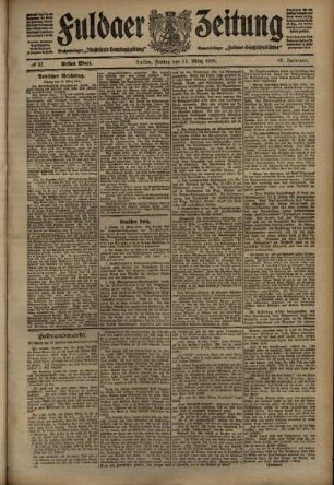 Erste Ausgabe vom Freitag, den 11. März 1910.