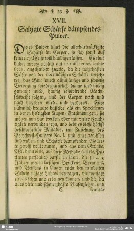 XVII. Salzigte Schärfe dämpfendes Pulver