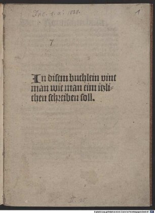 Buchlein wie man eim itzlichen schreiben soll