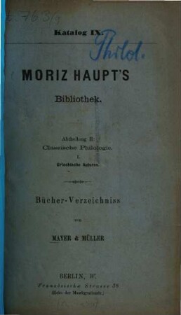 Katalog. 9. [ca. 1874] = Abth. 2