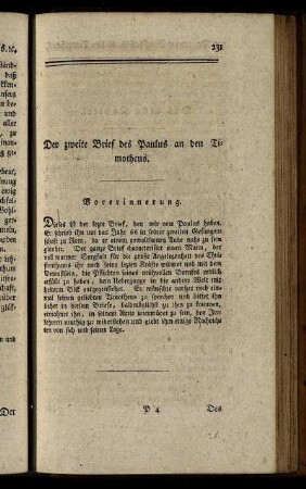 Der zweite Brief des Paulus an den Timotheus.