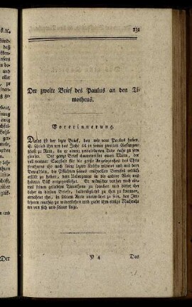 Der zweite Brief des Paulus an den Timotheus.